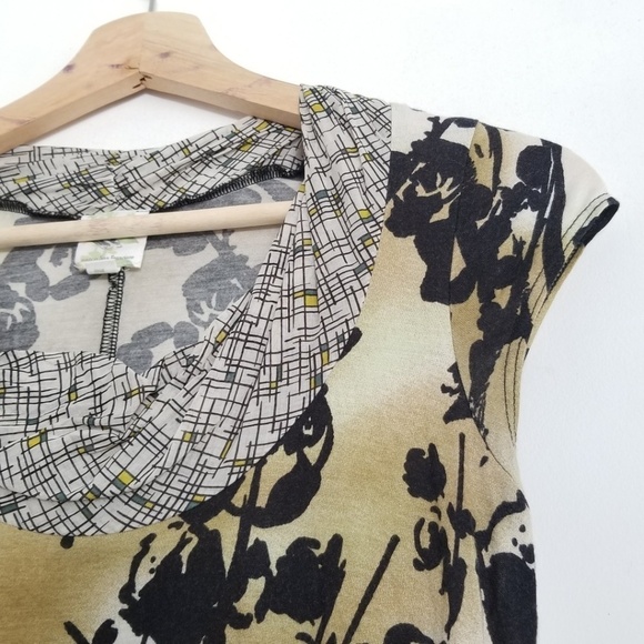 Anthropologie Weston Wear Black Floral Cap Sleeve Blouse Top Size XS - Picture 4 of 6